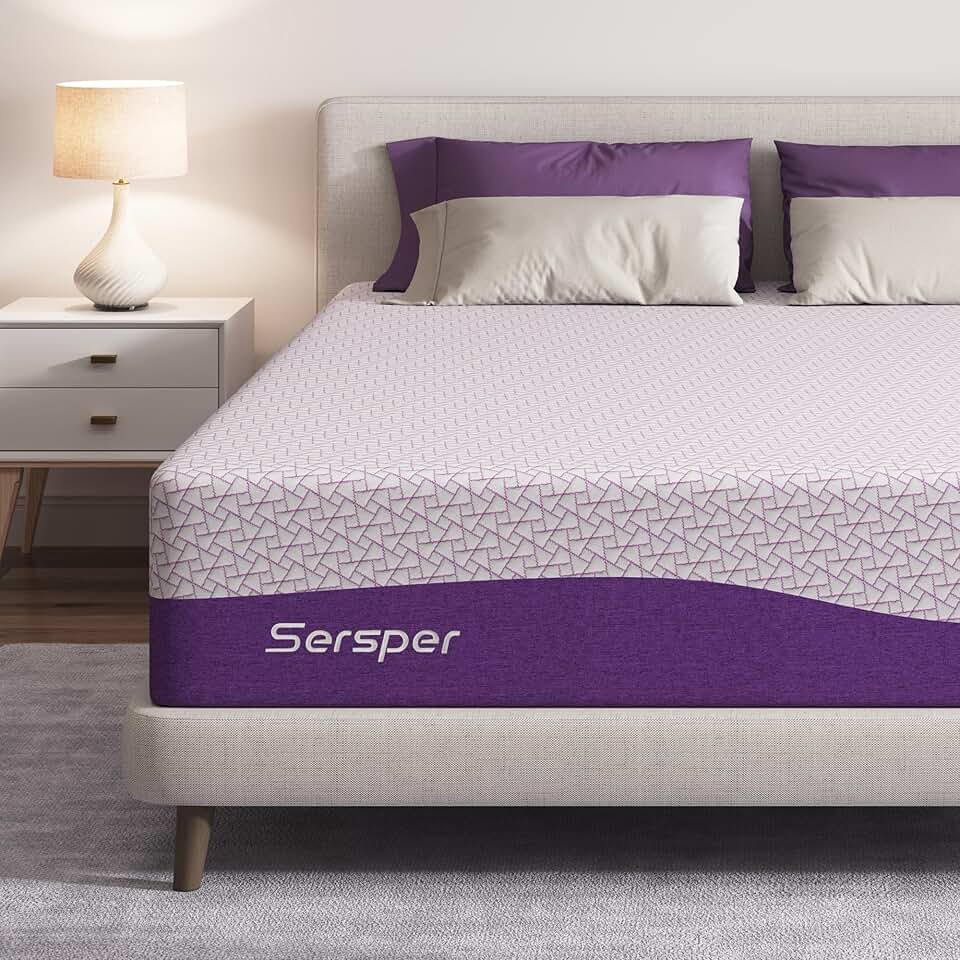 Sersper Queen Mattress 14 inch - Bamboo Charcoal Memory Foam Mattress for Cool Sleep & Pressure Relief - Fiberglass Free - CertiPUR-US Certified - Medium Firm