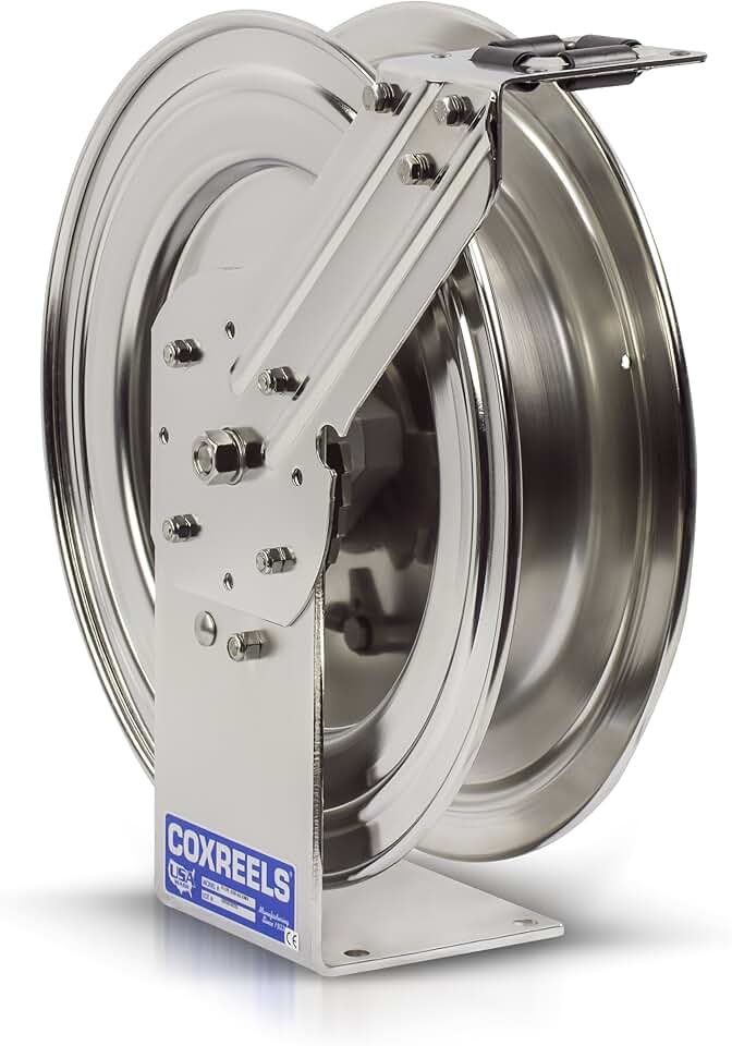 Coxreels P-LPL-425-SS Stainless Steel Spring Rewind Hose Reel: 1/2