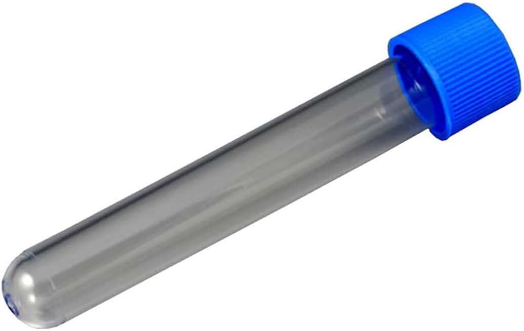 Globe Scientific 6150 Polystyrene Test Tube with Attached Screw Cap, 10mL Capacity (Case of 1000)
