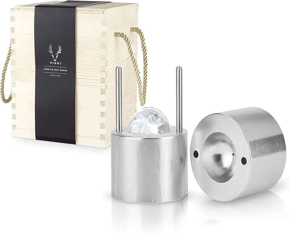 Viski Ice Ball Press Aluminum Ice Press for Whiskey Bourbon Scotch Old Fashioned Cocktail & Rocks Beverage, Clear Ice Ball Maker Mold Size, Barware Equipment & Gift Essentials, 55mm / 2.1