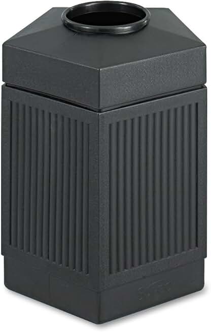 Safco 9486BL Canmeleon Indoor/Outdoor Receptacle Pentagon Polyethylene 45gal Black