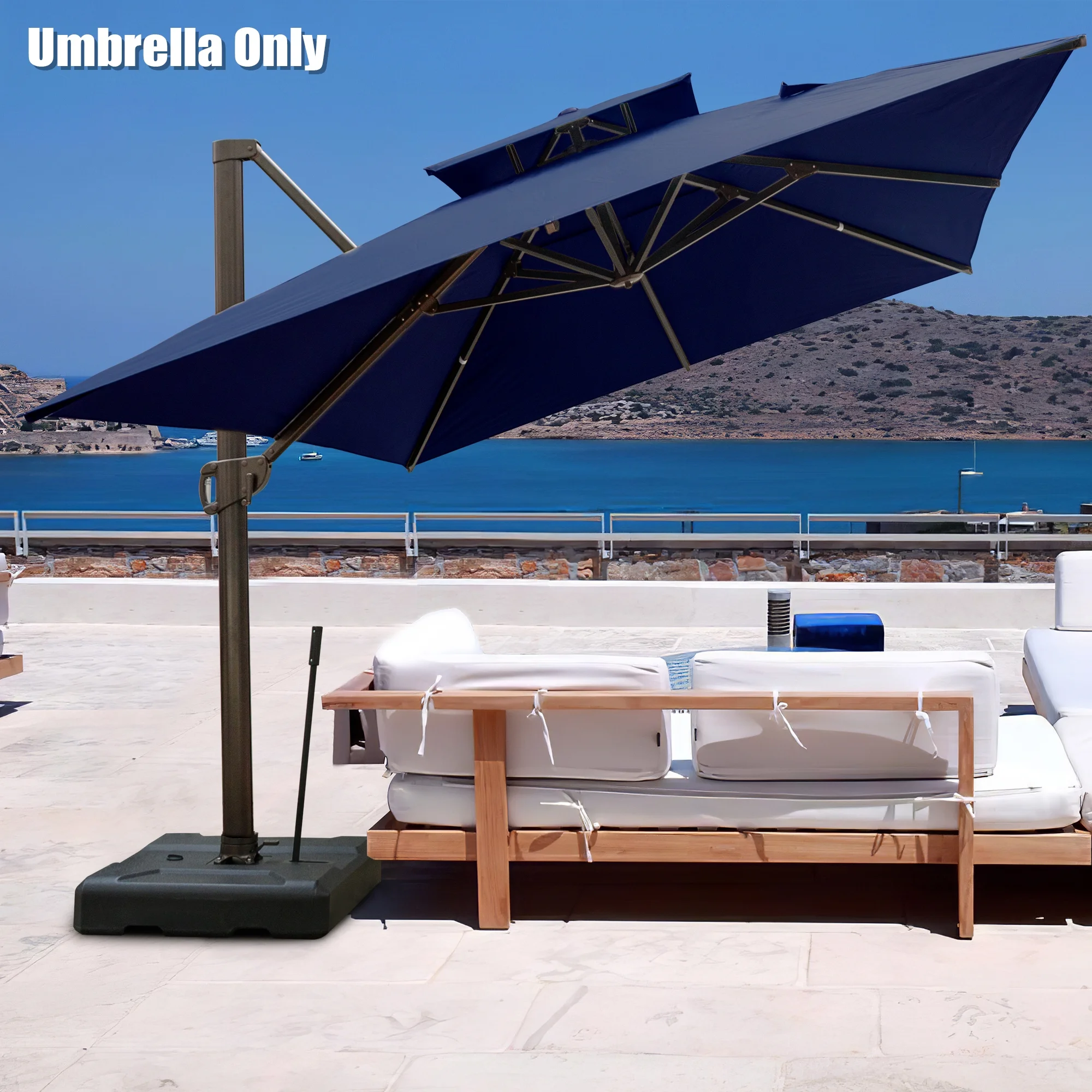 Pellebant 10 x 13 Feet Outdoor Offset Cantilever Hanging Patio Umbrella