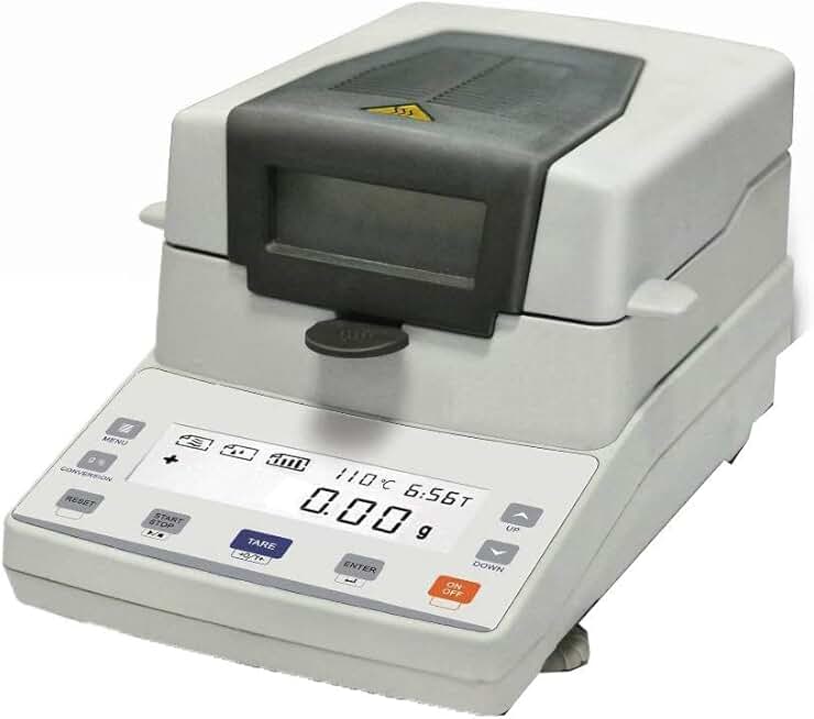 Halogen Moisture Analyzer Meter LCD Display Moisture Content Measuring with Max Capacity 110g Readability 10mg