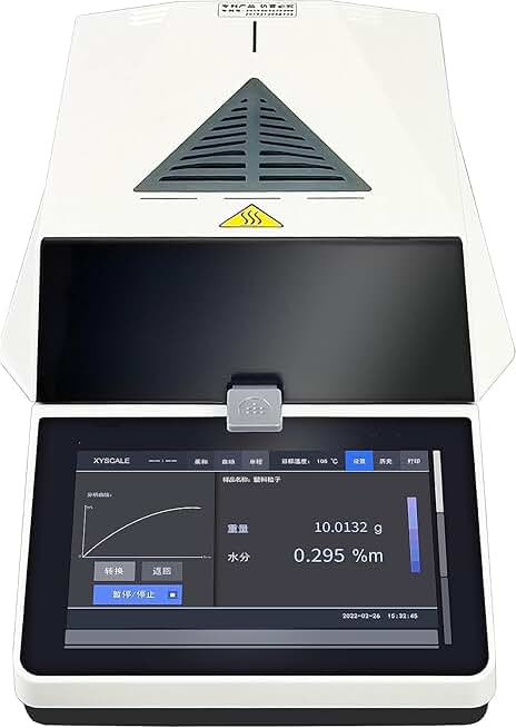 Lab Halogen Moisture Analyzer 0.001% Readability Touch Screen Moisture Balances with Capacity 110g Internal Calibration Electromagnetic Force Sensor for Food Paper Industries Powder Tea Meat