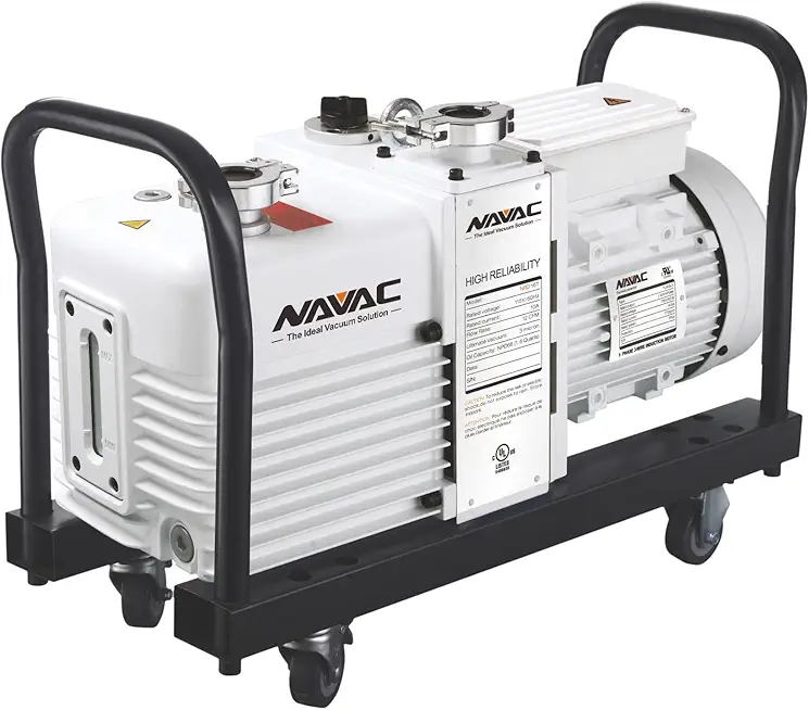 NAVAC NRD16T Industrial Vacuum Pump for Heavy Commercial and Industrial Applications | 12 CFM, 3 Microns | High-Performance Oil Mist Filter and Carry Cart Included | 1 Year Warranty