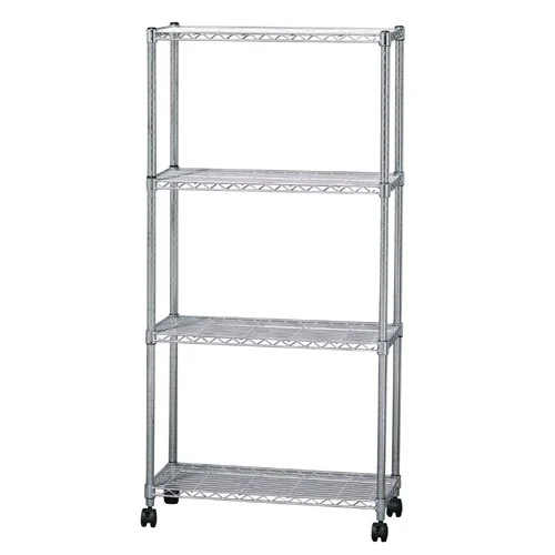 Iris Ohyama Rack Metal Shell with 4-stage casters Rust-proof processing Width 76 x Depth 36 x Height 156 cm Pole diameter 25 mm Steel rack Rust-resistant body Silver SE-7515