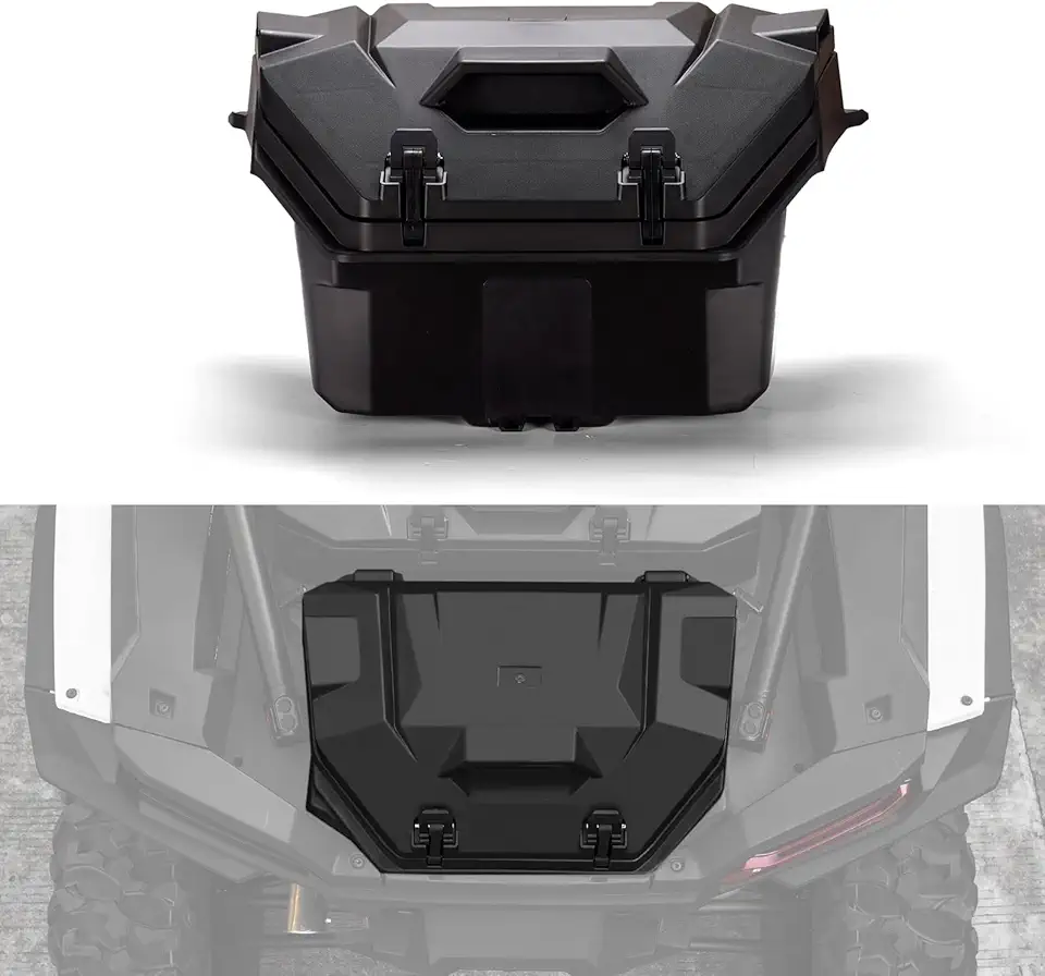 A & UTV PRO 55 QT Rear Cargo Box for 2024 Polaris RZR XP 1000 Accessories, Water Resistant Cargo Storage Bin with Two Lockable Latches for Polaris RZR XP 1000/ XP 4 1000 2024, Replace OEM # 2884525
