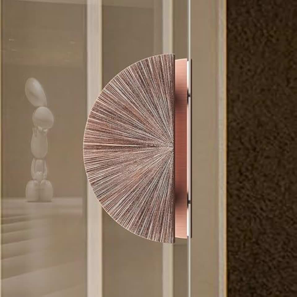 Half Moon Red Door Handles Barn Door/Glass Door Hardware Push Pull Handles Double Sided for Single Door 40x30cm