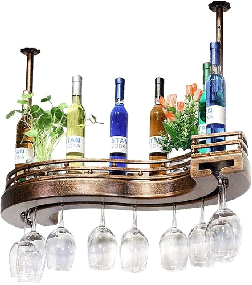 Wine Racks Metal Plug-in Wine Rack Creative Solid Wood Wine Rack Hanging Wine Rack Wine Rack Goblet Holder Glassware Rack Cup Holder Wine Cooler (Size : 80 * 25cm)