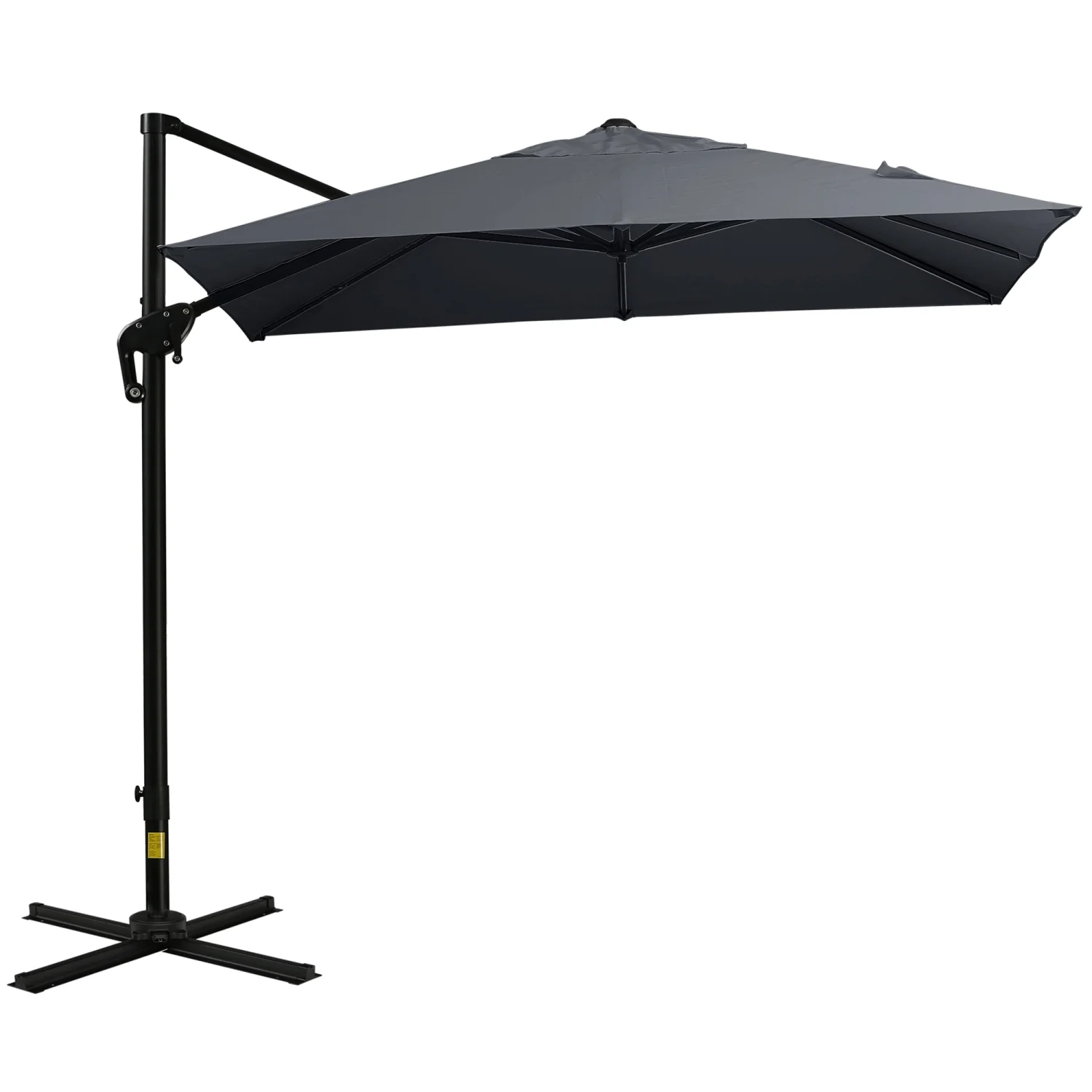imerelez 8FT Cantilever Patio Umbrella, Square Outdoor Offset Umbrella with 360° Rotation, Aluminum Hanging Umbrella with 3-Position Tilt, Crank & Cross Base for Garden, Dark Gray