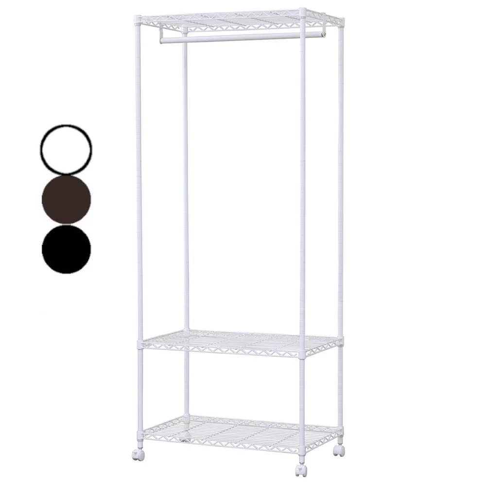 Iris Ohyama Color Rack Metal Rack Wardrobe White Caster Hanger Rack Clothes Hanger Rust Resistant Width Approx. 75 x Depth Approx. 45 x Height Approx. 182 cm Load Capacity 100 kg Pole Diameter 19 mm