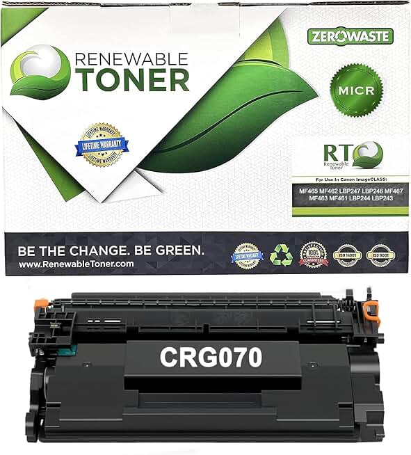 Renewable Toner 070 MICR Compatible Replacement for Canon CRG-070 070H imageCLASS MF465 MF462 LBP247 LBP246 CRG070H Check Printer Ink Cartridge