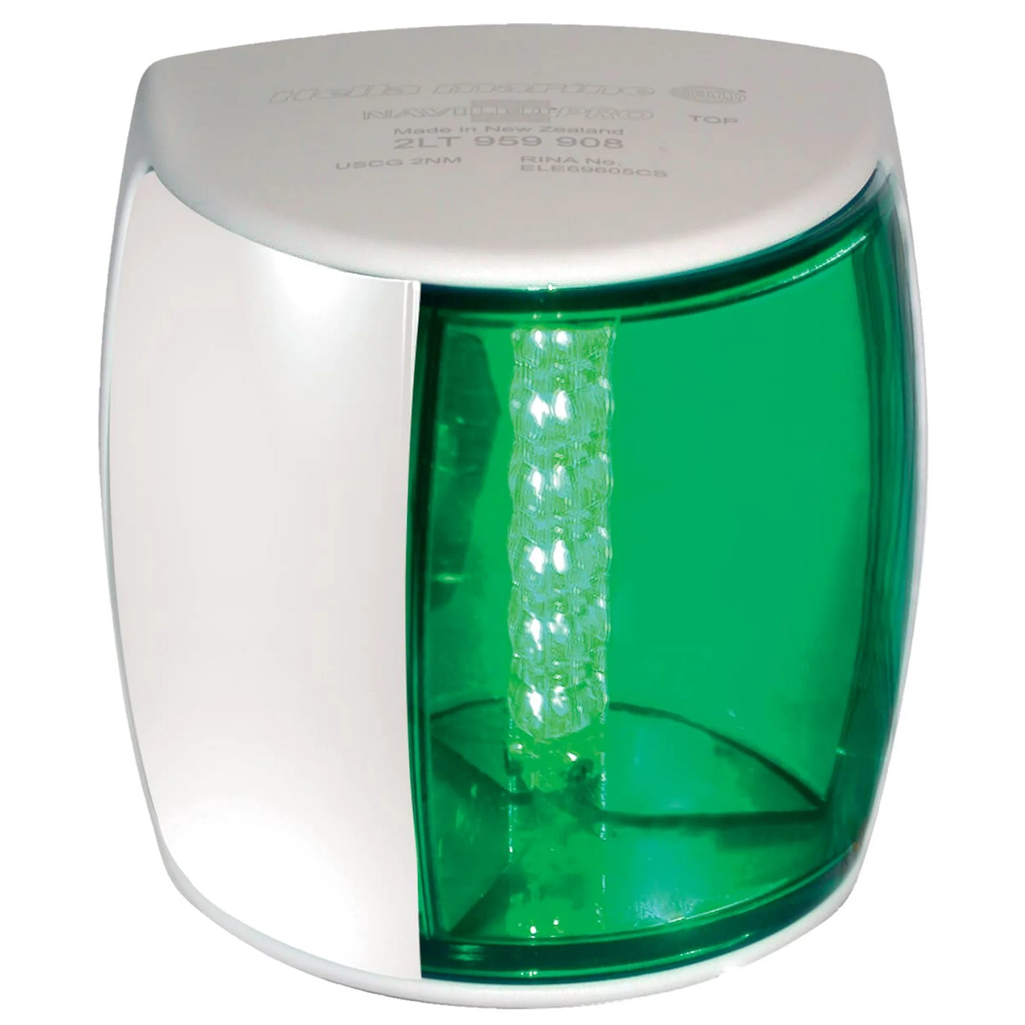 HELLA 959908011 '9908 Series' NaviLED PRO Multivolt 9-33V DC 2 NM LED Starboard Navigation Light with Colored Outer Lens and White Shroud C11