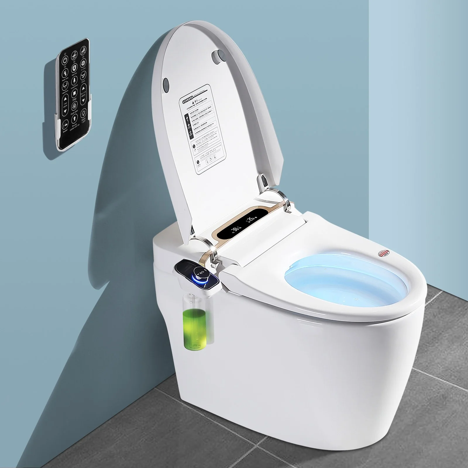 Intelligent Bidet One Piece Toilet with Auto Dual Flush, Heated Seat, Warm Water and Dry