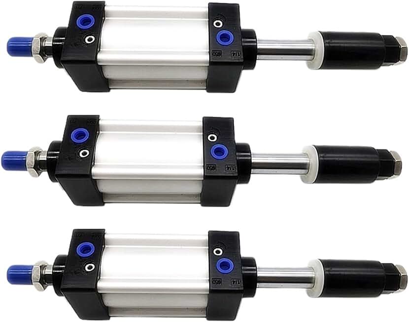 Standard Air Pneumatic Cylinder SUJ50/63mm Bore Double Acting 0-300mm Stroke Adjustable Air Cylinder 1Pcs(Stroke 100-50,SUJ63 (Bore 63mm))