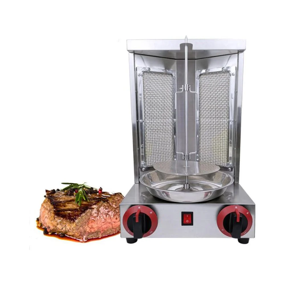 INTSUPERMAI Gas Electric Kebab Making Machine 2 Burners Table Shawarma Machine