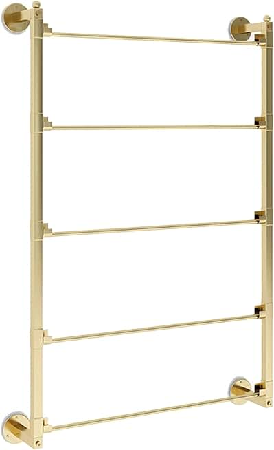 Wall Mounted Scarf Ribbon Display Stand Rack for Wrapping Paper Shawl, 5 Tier Heavy Duty Steel Cloth Stoarge Organizer for Flower Shop/Home/Retail Stores (Color : Gold, Size : 60x90cm/23.6x35.4in)