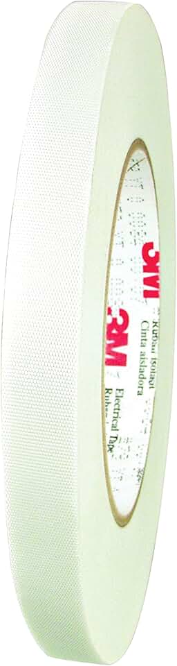 3M Glass Cloth Electrical Tape 79, Acrylic Adhesive, Conformable, Printable, 1 in x 60 yd, White Color, 36 Rolls/Case