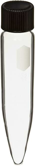Kimax 45196-40 Glass Conical Bottom 40mL Plain Heavy-Duty Centrifuge Tube with Screw Cap, Clear (Case of 12)