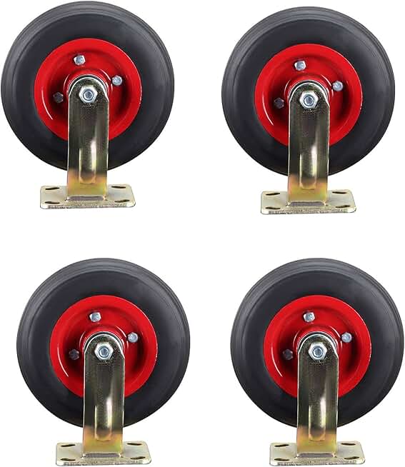 Replacement Wheel, Heavy Duty Caster, Industrial Casters with Double Bearings, Anti-Slip and Silent, Quiet and Labor-Saving, 8 Inches, 10 Inches, Solid Rubber Casters