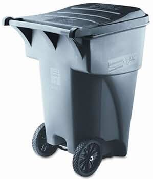 RUBBERMAID Brute Rollout Waste Container, Square, Polyethylene, 95gal, Gray (Case of 2)