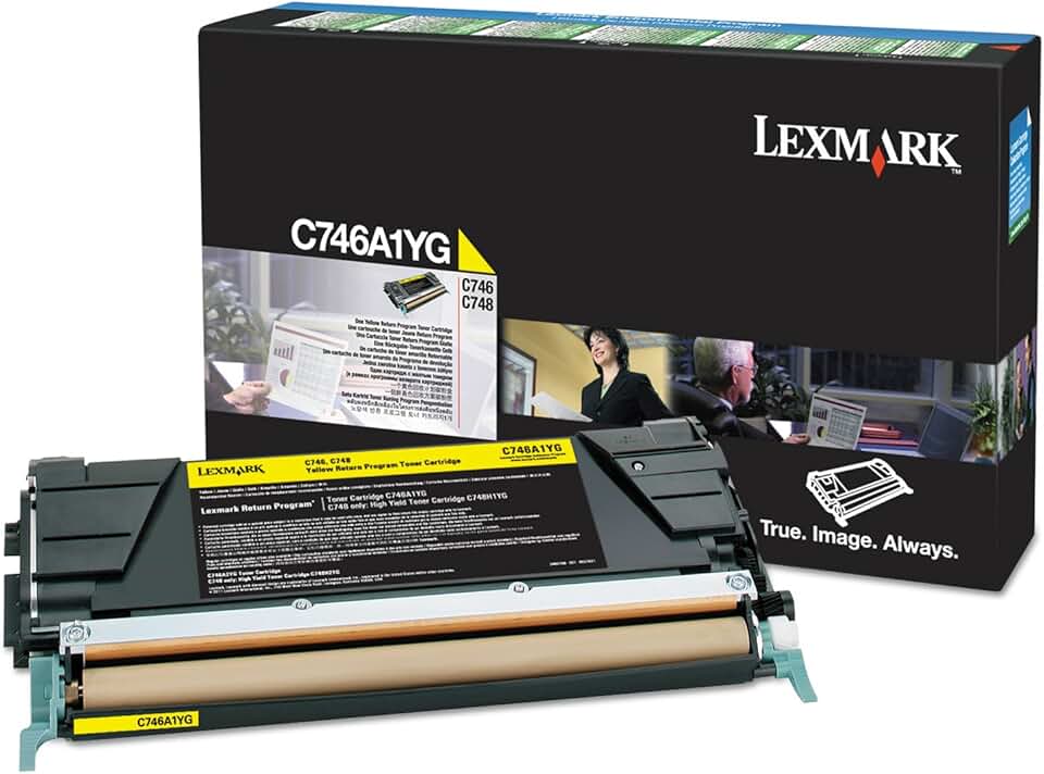 Lexmark C746A1YG Toner Cartridge, Yellow in Retail Packaging