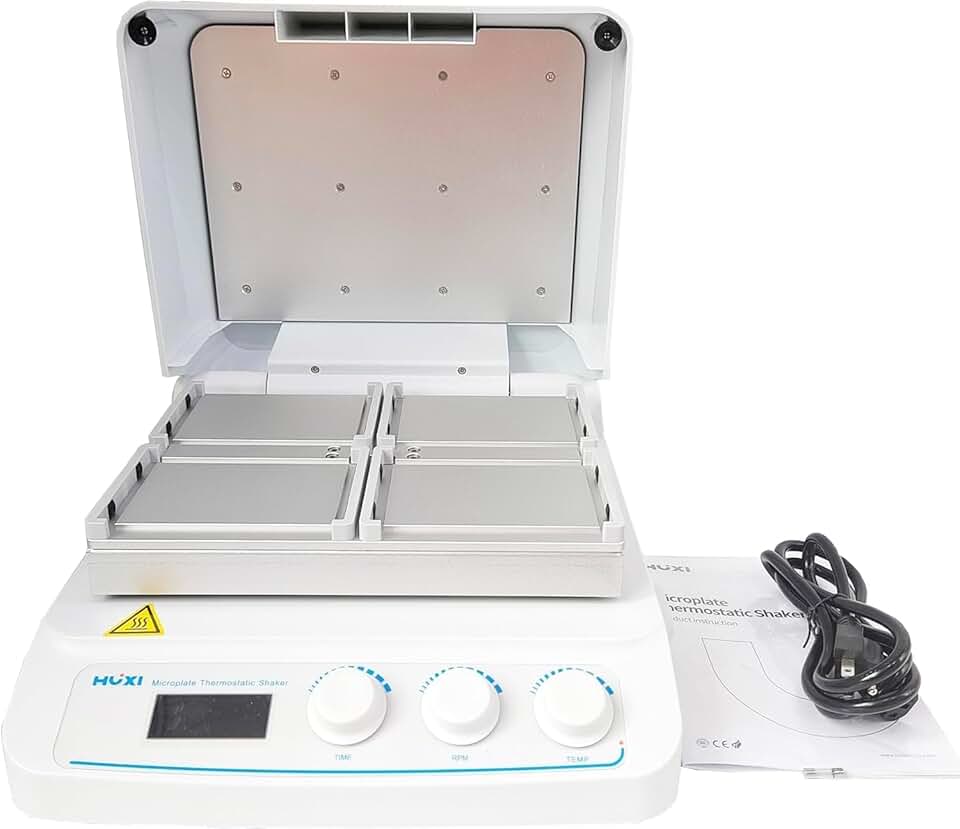 Microplate Thermo Shaker Micro Plate Constant Temperature Vibrator Shaker Device with 2 Microtiter Plates Speed Range 200 to 1600rpm Temperature Control Precision ± 0.5 °C