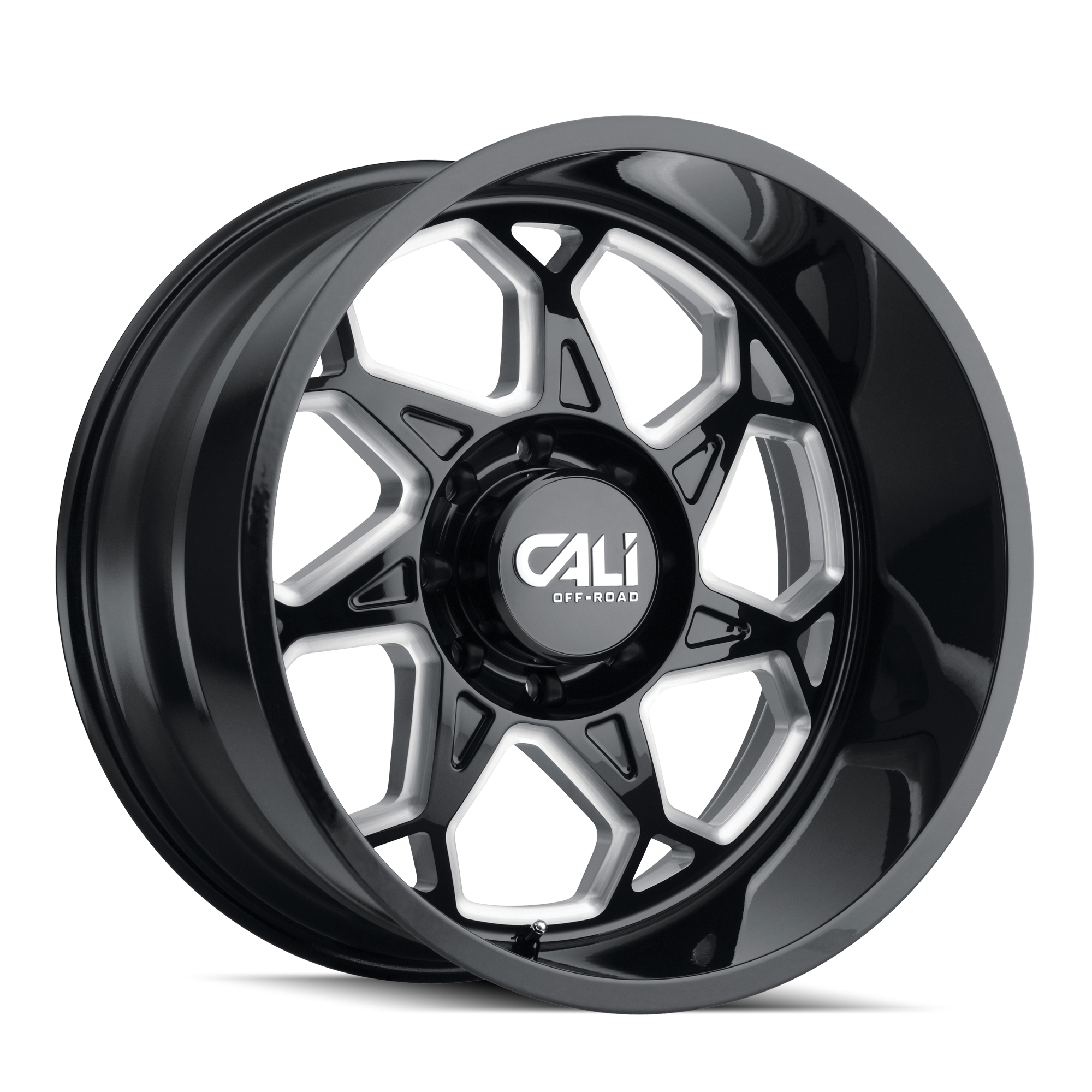 Cali Off-Road Sevenfold-9111 20X12 8X170 -51Et 130.8Cb Gloss Black/Milled Spokes