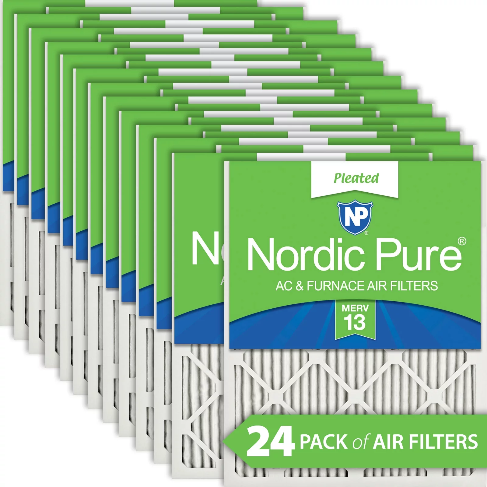 16x25x1 (15_1/2x24_1/2) Pleated MERV 13 Air Filters 24 Pack