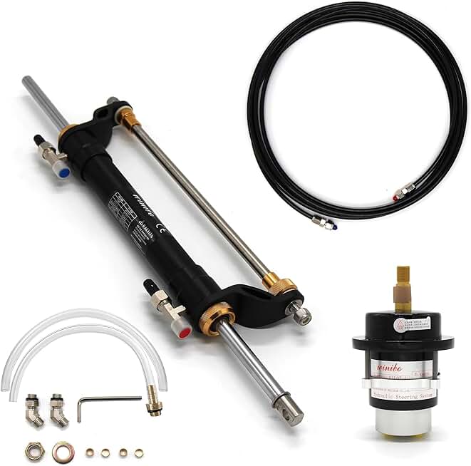 Winibo 90HP Outboard Hydraulic Steering System Compatible with Boat with Helm Pump Cylinder and Tubes ZA0301