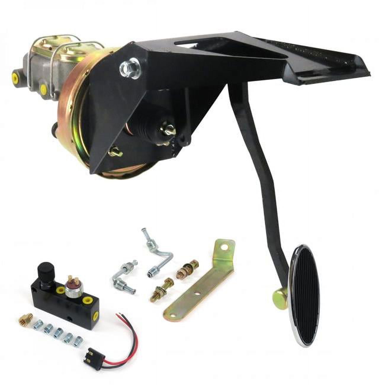 Helix Suspension Brakes & Steering  55-59 Chevy Truck Firewall 9 in. Single Brake Pedal Kit Adjustable Disc & Disc Large Oval Chrome Pad