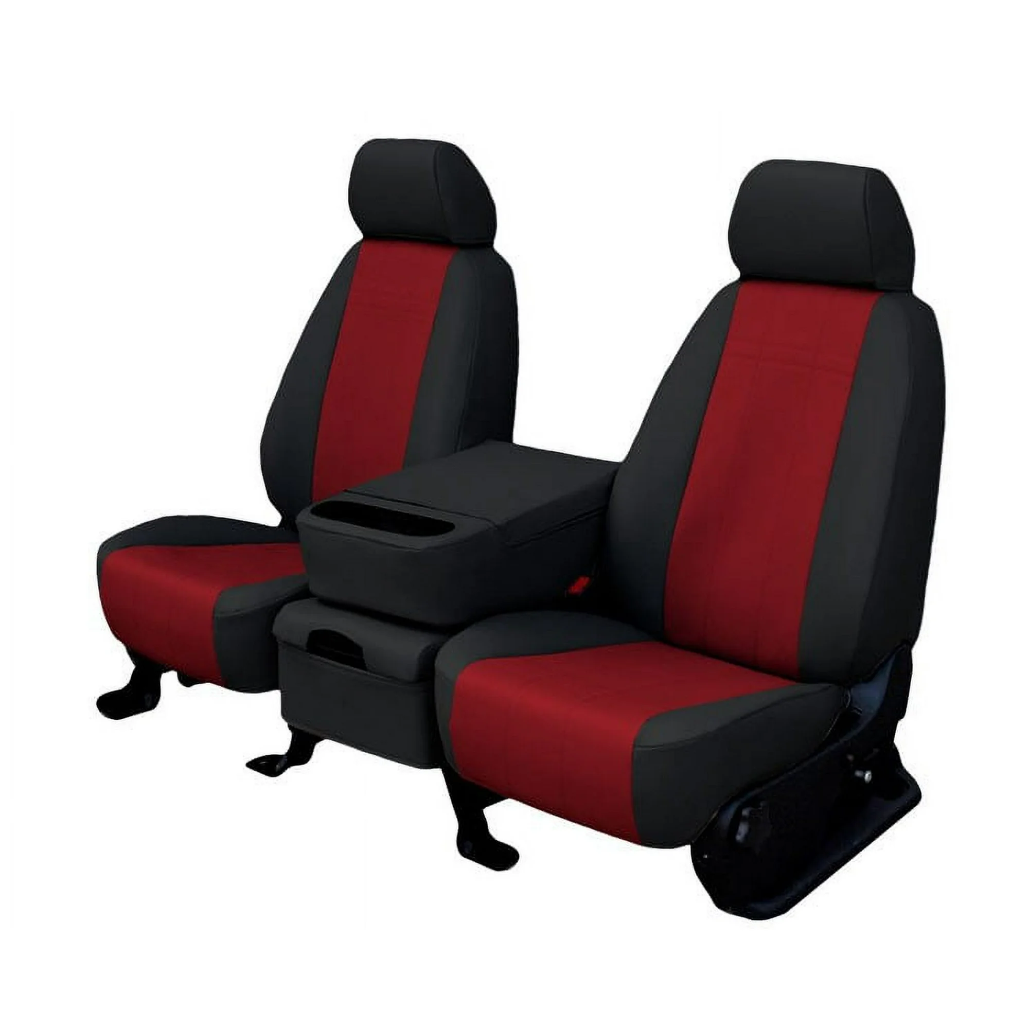 CalTrend Front Buckets Faux Leather Seat Covers for 2007-2010 Jeep Wrangler - JP154-02LB Red Insert with Black Trim