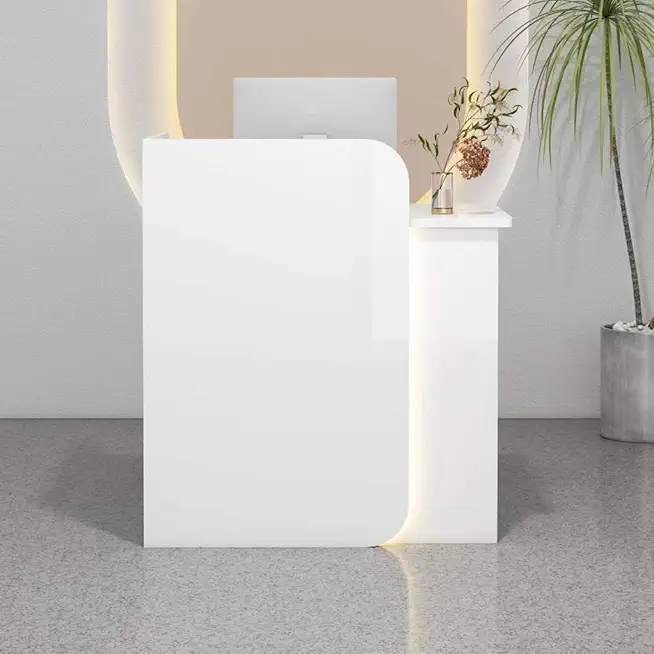 Reception Desk With Counter,Checkout Counter, Modern Retail Counter With Drawers, Cashier Desk Front Desk,Salon Reception Desk Reception Counter For Store Hotel, For Supermarket Store Hotel(White)