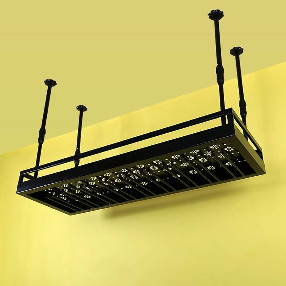 FOVKP Wine Display Rack,Hanging Wine Display Rack,Goblet Shelf Wine Glass Holder,Wine Champagne Glass Rack,Glassware Rack Wine Rack Wine Glass Rack,Black,100 35Cm