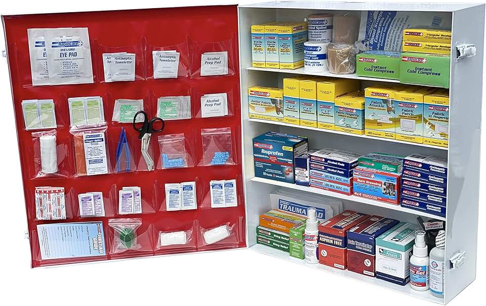 865-15-1F 4 Shelf All Purpose Extra Wide First Aid Cabinet / Trauma Center, ANSI 2015 Class B+, Wall Mountable, 1,063 Pieces