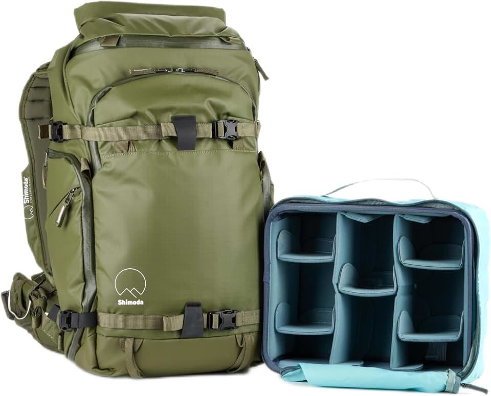 Shimoda Action X30 V2 Water Resistant Camera Backpack - Fits DSLR, SLR, Mirrorless Cameras, Batteries, Lenses, and Other Gear - Core Unit Modular Camera Inserts Sold Separately - Army Green 520-126