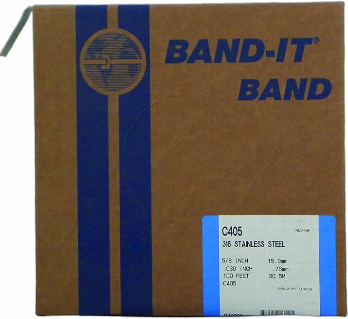 BAND-IT C40599 316 Stainless Steel Uncoated Band, 5/8