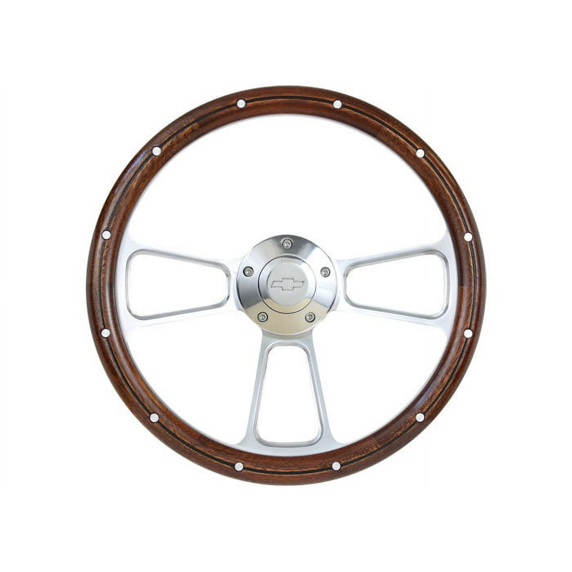 Brothers Trucks STRF8PW160-69 Steering Wheel - Custom - Polished/Wood - Bowtie