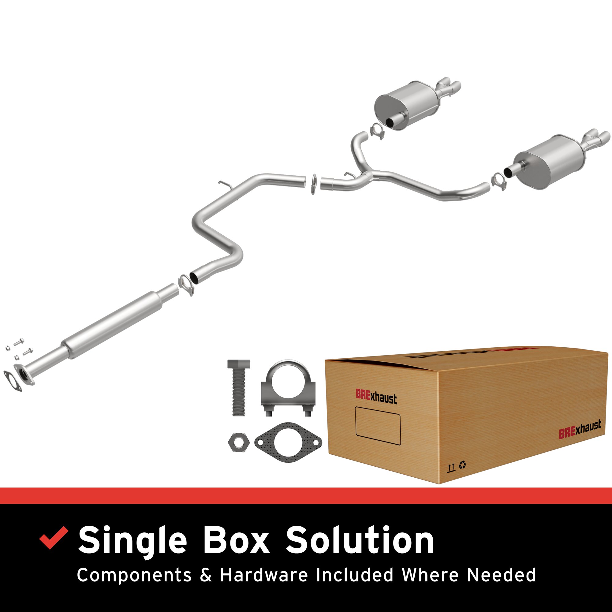 BRExhaust Direct-Fit Replacement Exhaust System 106-0234: For 2003-2008 Pontiac Grand Prix 3.8L