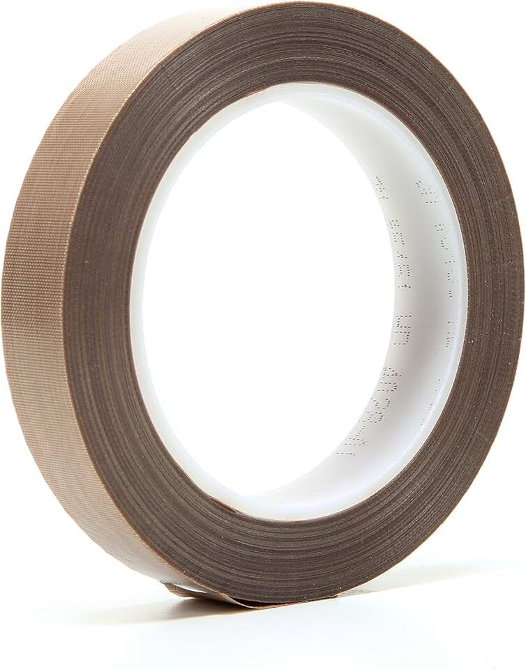 3M 5451 Silicone PTFE Glass Cloth Heat Sealing Adhesive Tape, 400 Degree F Performance Temperature, 5.6 mil Thick, 36 yds Length x 3/4