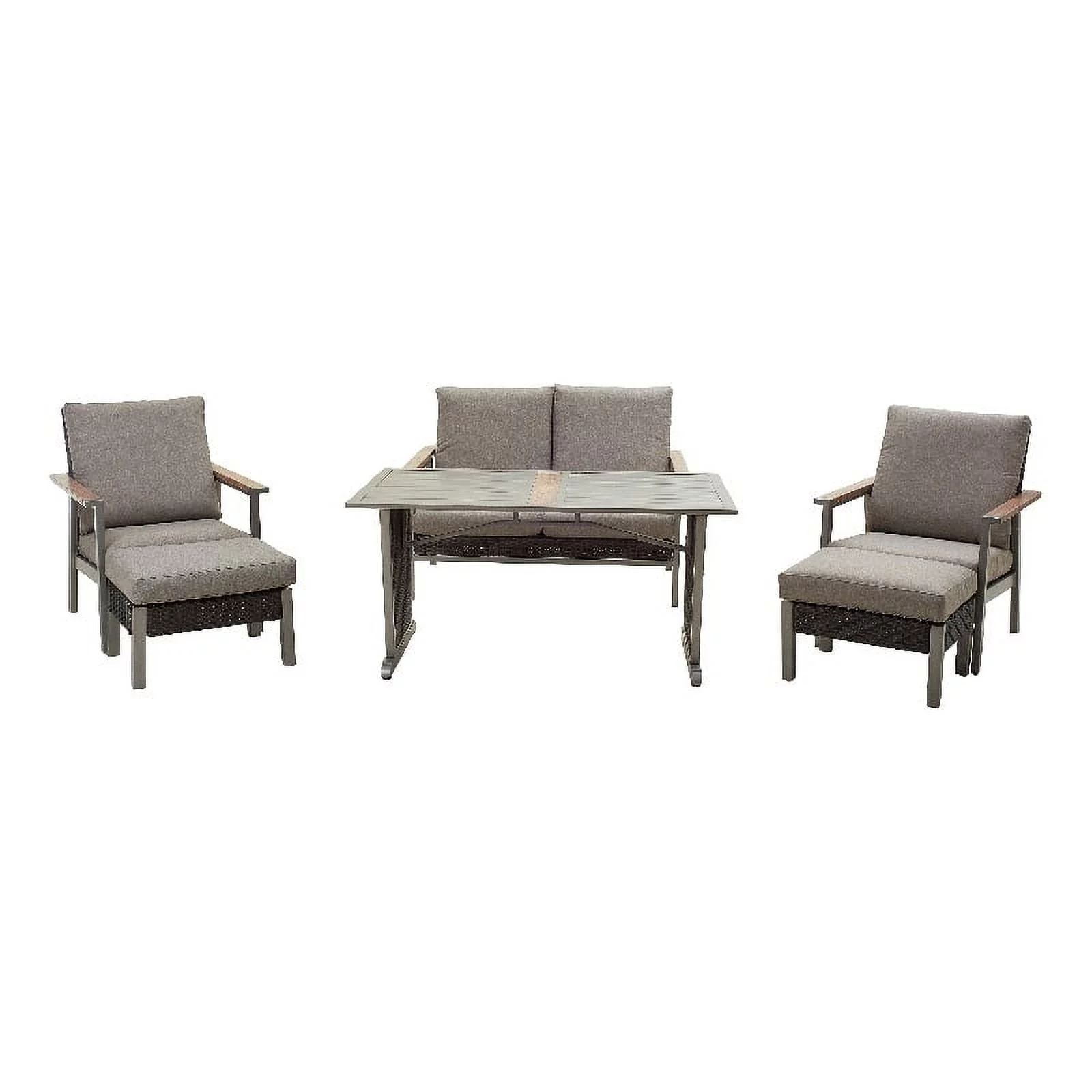 Patio Festival Thermal Transfer Metal 6-Piece Outdoor Dining Set in Gray & Beige