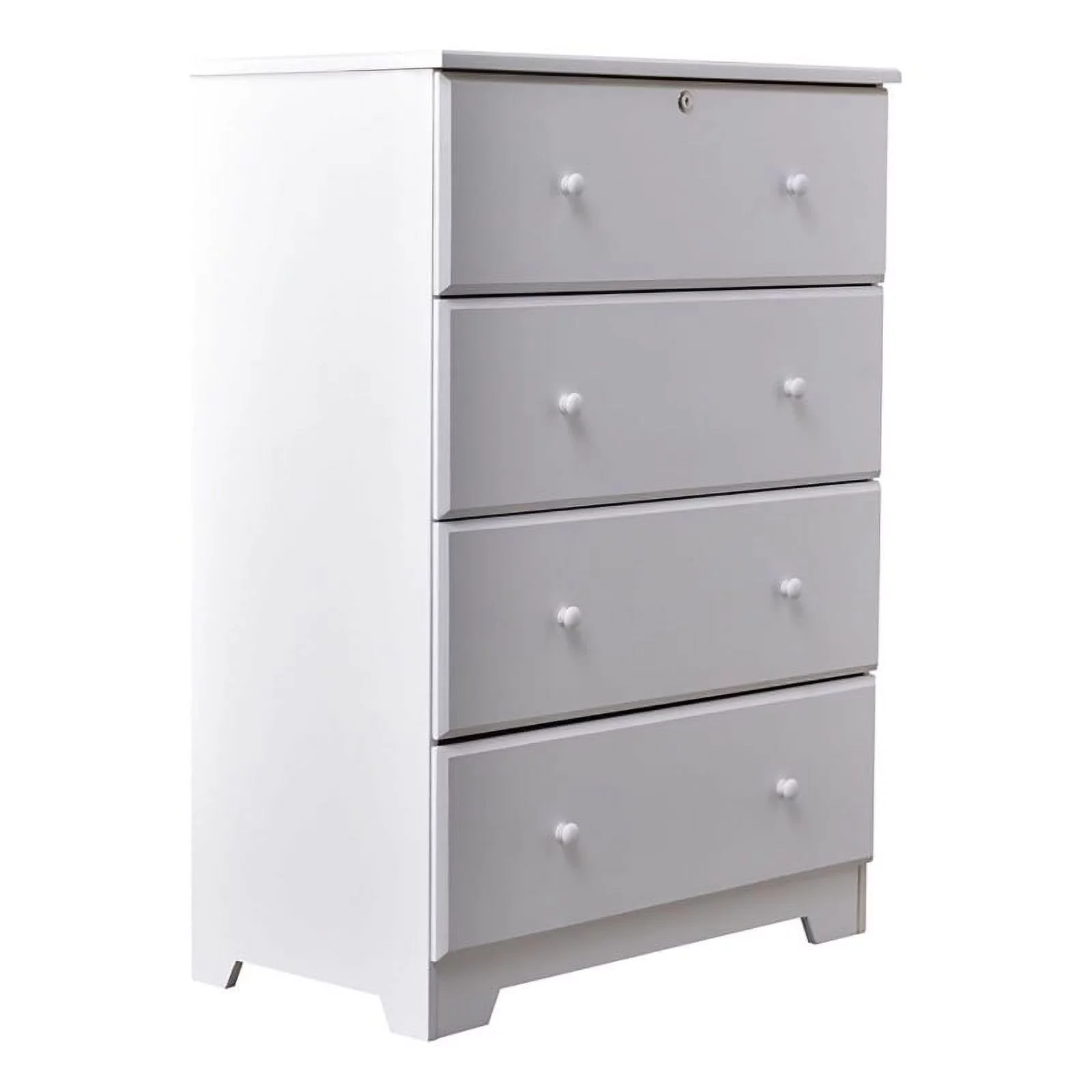 Pemberly Row Modern 4-Drawer Solid Pine Wood Chest Dresser in White