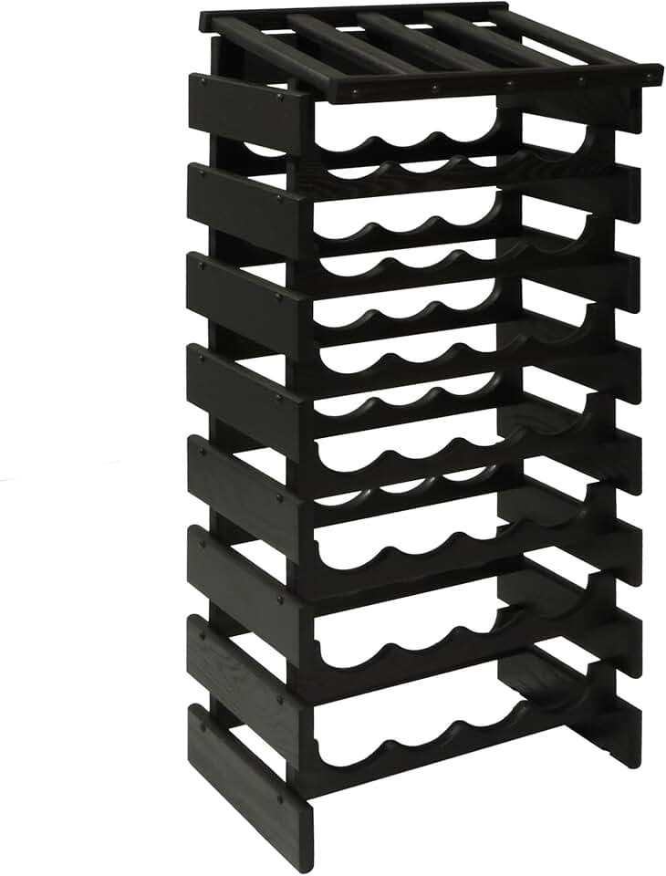 Wooden Mallet, Black 32 Bottle Dakota Wine Rack with Display Top