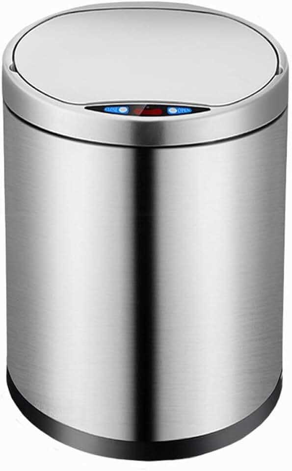 Intelligent Trash Bin Home Living Room Bedroom Kitchen Bathroom Automatic Induction Trash Can Stainless Steel Trash Can(A,9L)