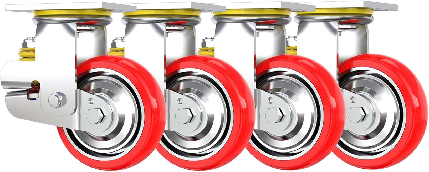 Replacement Wheel, Heavy Duty Caster with Brake, Thickened Bracket, High Hardness, Wear-Resistant and Durable, Bearings, Smooth Rotation, Polyurethane Rotating Wheel