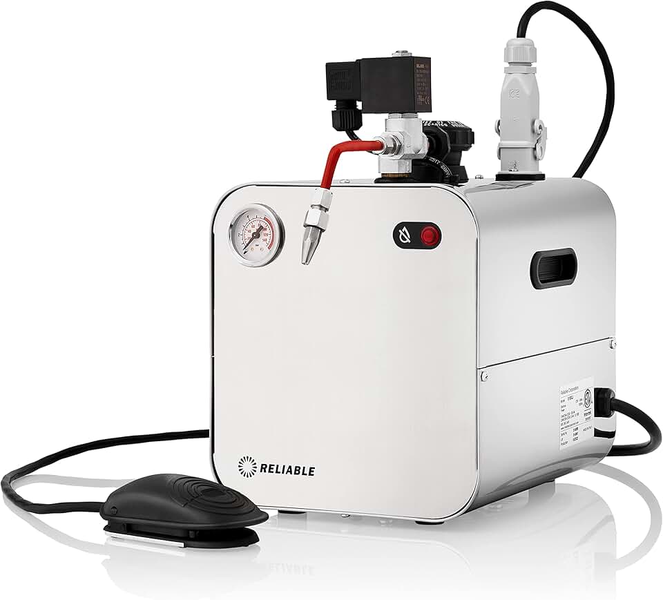 5100CJ Stainless-Steel Jewelry Steam Cleaner with Eco Mode, 120V, 2.2 LTR Tank, 50 PSI, Stainless Steel Tank, External Heating Element, 4 Safety System, Pressure Gauge, Made in Italy