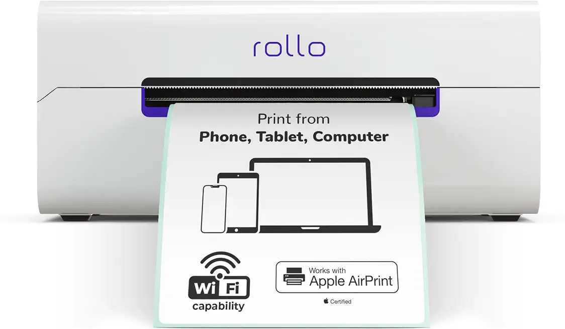 Rollo Wireless Shipping Label Printer - Wi-Fi Thermal Label Printer for Shipping Packages - AirPrint from iPhone, iPad, Mac - 4x6 Label Printer Supports Windows, Chromebook, Android, Linux