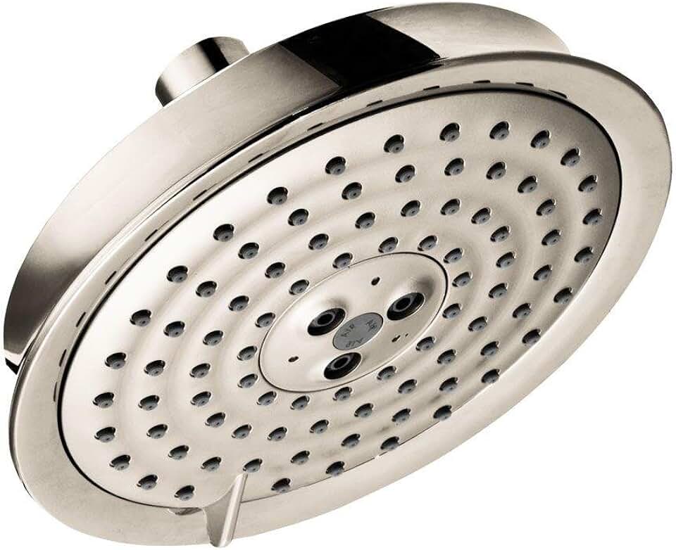 hansgrohe Raindance Classic 6-inch Showerhead Easy Install Classic 3-Spray RainAir, BalanceAir, Whirl Air Infusion with Airpower with QuickClean in Polished Nickel, 28471831
