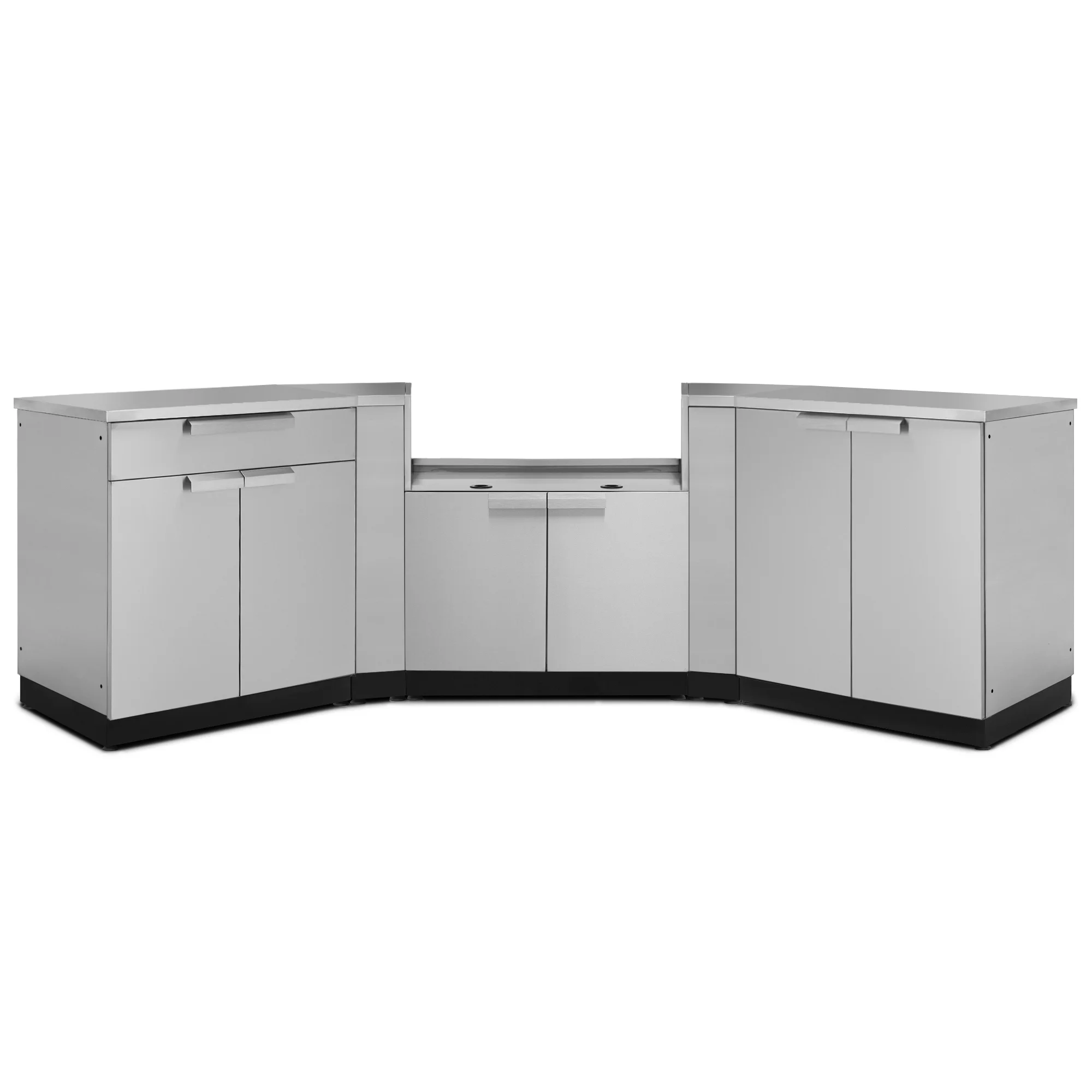 Outdoor Kitchen 6 Piece Cabinet Set in Stainless Steel with Countertops and Covers