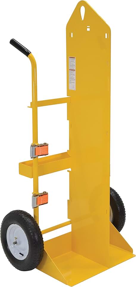 Vestil CYL-EH Steel Torch Cart-Lift Eye with Pneumatic Wheels 23 in. x 34-1/2 in. x 66-3/8 in. 500 Lb. Capacity Yellow
